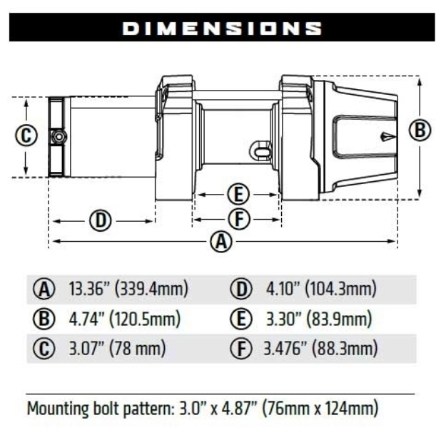 Taille treuil WARN VRX-35S