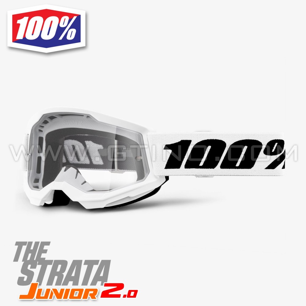 Motocross Goggles 100% STRATA 2.0 Junior White