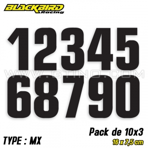 Pack complet 30 stickers numéros - NOIR