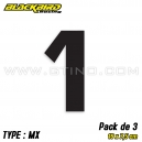 Pack 3 stickers n° 1 "MX" - NOIR