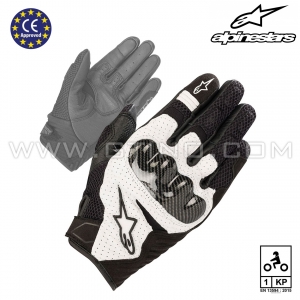 Gants cuir "SMX-1 AIR v2" carbone - ALPINESTARS