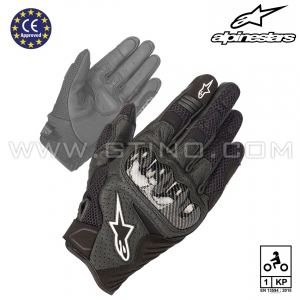 Gants cuir "SMX-1 AIR v2" carbone - ALPINESTARS