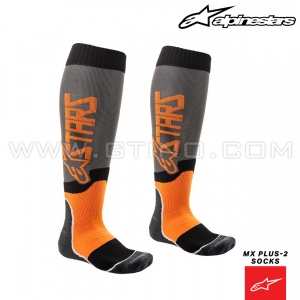 Chaussettes MX PLUS-2 "Cool Gray Orange Fluo" - ALPINESTARS