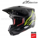 Casque de cross SM5 COMPASS by ALPINESTARS (BLACK YELLOW FLUO MATT)