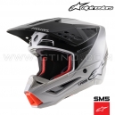 Casque de cross SM5 RAYON by ALPINESTARS (LIGHT GRAY BLACK SILVER MATT)