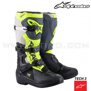 Bottes TECH 3 "Black Cool Gray Fluo" - ALPINESTARS