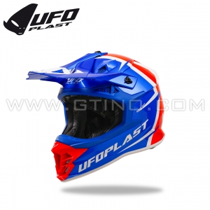 Casque Cross "INTREPID" Bleu Rouge Blanc - UFO