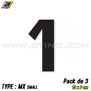 Pack 3 stickers n° 1 "MX Small" - NOIR