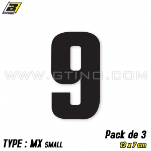 Pack 3 stickers n° 9 "MX Small" - NOIR