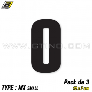 Pack 3 stickers n° 0 "MX Small" - NOIR