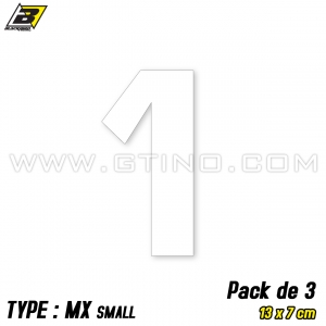 Pack 3 stickers n° 1 "MX Small" - BLANC