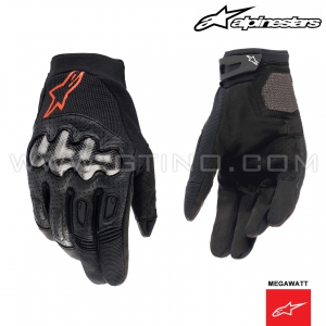 Gants MEGAWATT V2 "Black / Red Fluo" - ALPINESTARS