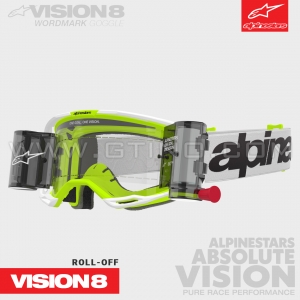 Masque ROLL-OFF "VISION 8" WORDMARK | White/Fluo | ALPINESTARS